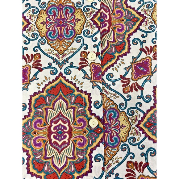 Chicos 2 US M Colorful Medallion Button Up‎ Back Shirt Boho Regal Art To Wear - Picture 4 of 11